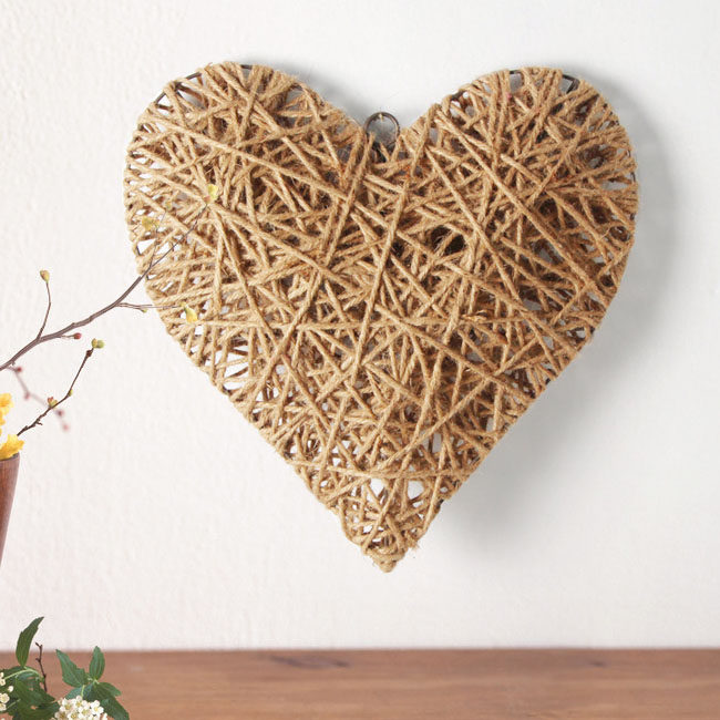 心形创意麻绳挂饰壁饰田园乡村风格手工编织