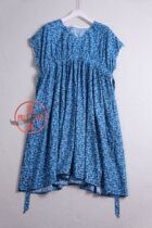 120D 0717 fields of garden wind small crumbled v collar loose type close-up waist lacing short sleeve head one-piece dress