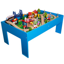 Childrens wooden track game table set sliding train toys 2-3-5 years old boys and girls birthday gifts