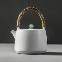 Liuhtang Jingdezhen white mud teapot large boiled teapot soda glaze handmade pot ceramic health pot