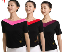 Red dance shoes 35060 silk light cotton short sleeve blouses dance suit fitness Latin yoga jump drills Squares Suit