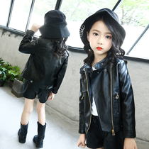 Girls  jacket autumn 2021 new Western style leather jacket childrens Chinese and Korean version of the little girl fashionable top