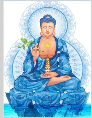 精准印花 新款 dmc十字绣套件 佛教人物 佛祖 蓝光 大日如来_7折现价