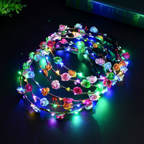 Ten Lights Ten Flowers Flash Glowing Hawaiian Bride Wreath Headwear Led Light Night Market Childrens Toy Foam Flower