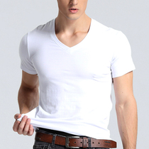 Mens Cotton Short Sleeve Skinny base shirt Plain White Cotton Sweater Size Half Sleeve Round Neck vest T-shirt T-shirt