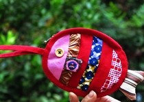 Yunnan ethnic style features handmade cute cotton and linen wallet splicing double-sided small fish bag mobile phone bag