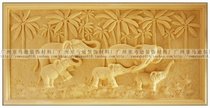 Art sandstone three-dimensional relief Elephant relief F111 FRP imitation copper background wall Sand sculpture relief Decorative stone