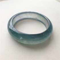 Special cabinet ice old pit wide version fluorescent jade bracelet floating flower belt certificate natural Myanmar Jade jade bracelet