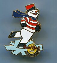 Hard Rock Cafe Hard Rock Badge-Salt Lake City Skating Snowman Christmas (Blemish)