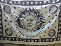 (Black and white long Square) Celtic Sun Moon Star Wall Table Cloth