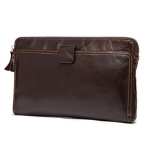 Leather clutch male 2018 new first layer cowhide vintage business mens handbag mobile phone bag long wallet grab bag
