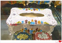 Bar KTV European style metal paper draw box Russian tin tissue box home wedding color tin paper draw box