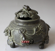 Antique incense burner pure copper gourd lid incense burner incense burner pure copper antique tea ceremony incense burner ornament gifts