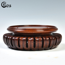 Empty edge purple sand pot Antique Dong antique crafts Flower pot ornaments Vase base round solid wood frame raised
