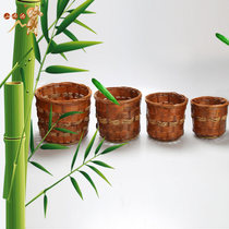 Handmade bamboo basket Woven charcoal basket tube charcoal basket Bamboo charcoal basket Storage basket Bamboo crafts set of four