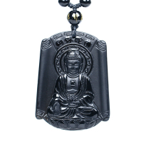 Obsidian patron Saint Amitabha Pusa 12 Zodiac time movement Road boundless willing to be born Buddha pendant