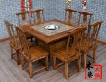 Factory custom made old antique marble hot pot table and chair Hot pot square table Induction cooker liquefied stove hot pot table