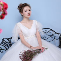 Light wedding dress 2021 New Bride wedding shoulder female pregnant women wedding dress thin simple and simple to go out gauze women