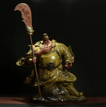 Galan Bodhisattva Guan Eryes statue of the sword Guan Gong ceramic ornaments Wu Sheng tea foam glaze to attract wealth Zhang Yulin