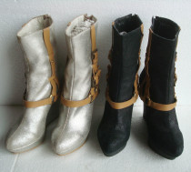 No Crazy Clear Barn Autumn Winter High Heels Lady Shoes Boots Full Dermis Crack Bull Leather Midbarrel High boots Slope heel