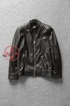 S061 side 0321 texture type washed PU leather large white zipper open body straight cylinder shaped leather clothes men s