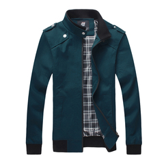 2015,新款,夹克,外套男,韩版,纯色,立领,平铺,蓝色,黑色