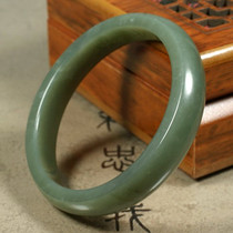 Fidelity Xinjiang Hetian jade bracelet square side oil run green jade seed material bracelet inner diameter 59mm jade bracelet send certificate