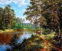Precision printing DMC cross stitch living room landscape painting famous painting oil painting River side Forest Trail