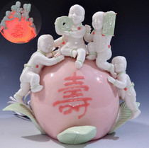 Ceramic shou peach ornaments Birthday gifts for the elderly Birthday gifts for the elderly With lanterns Shou peach ornaments