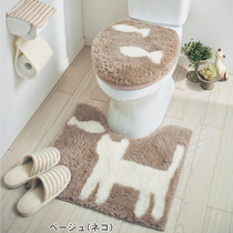 Fresh super cute bathroom absorbent non-slip floor mat Plush toilet seat three-piece toilet cover machine washable carpet