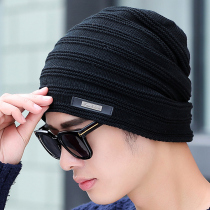 Autumn and winter plus velvet double layer warm hat mens knitted wool hat female label ear protection student cap cap