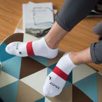 Socks mens sports socks summer boat socks Towel bottom thickened pure cotton printing trend letters sweat absorption breathable