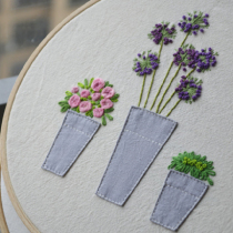 Small potted three-dimensional embroidery material bag no drawing embroidery cloth handmade fabric diy European embroidery material bag