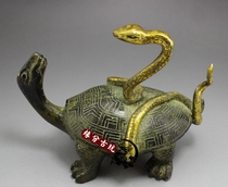 Pure copper antique four-square divine beast Xuanwu divine beast turtle snake home decoration mascot ornament
