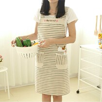 Korean striped canvas apron cartoon shoulder strap sleeveless antifouling Apron Cafe kitchen couple apron
