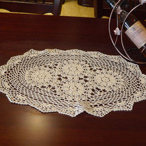 I love my family handmade crochet hook cotton lace hollow woven table mat placematres universal mat cover towel beige