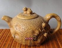 Purple sand pot ornament collection Yellow clay rabbit pot reflux pot pure handmade famous teapot tea set tea tea