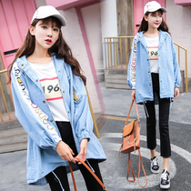 Pregnant women coat autumn and winter long Korean version of large size loose belly fashion Joker hooded denim coat coat