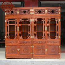 Myanmar Flowers Pear Wood Bookcase Bookcase Big Fruit Purple Sandalwood Top Box Window Flowers Bookcase Minqing Classical Red Wood Furniture