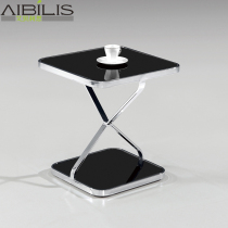 Modern simple sofa corner A few square sides a few small rust steel frame Tempered glass small coffee table square table Telephone stand special price