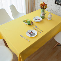 Nordic lemon yellow table cloth household cotton rectangular tea table cloth dust cover towel solid color cotton cloth custom