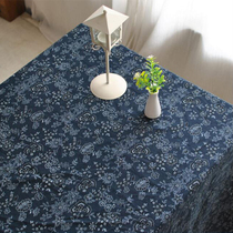 Day-style traditional blue table cloth blue flower cotton hemp cover cloth art tea table cloth art little fresh café dining table cloth