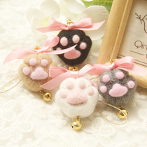 Kitten claw Qianying wool felt poke music material bag New manual DIY mobile phone chain dust plug cat claw bear paw