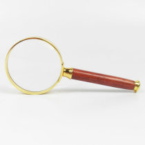 Datyson red wood handle handheld magnifying glass 10 times new 50mm reading newspaper reading