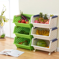 More than 100 million kitchen racks plastic storage baskets Vegetable racks can be stacked shelves household storage racks storage racks
