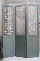 Foreign Trade Export Surplus Single Solid Wood Made Old Blue Retro Triplex Screen American Countryside ZAKKA Solid Wood Screens