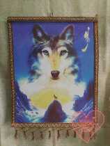 Mongolian Color Felt Painting Wolf Totem Prairie Wolf Felt Painting Mongolian Crafts Hang Painting Mongolia Bag Hotel Restaurant Hanging Decoration