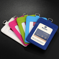 Leather certificate card sleeve breast card holder work card access control work card candy color breast card holder card holder