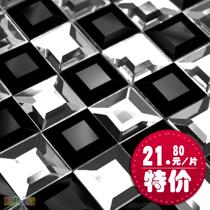 (Linus) Diamond Black and White 5-sided edged mosaic mirror TV background living room mosaic tile