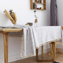 Table cloth Fabric Cotton linen Small fresh European pastoral lattice Rectangular coffee table tablecloth Round table tablecloth Table mat